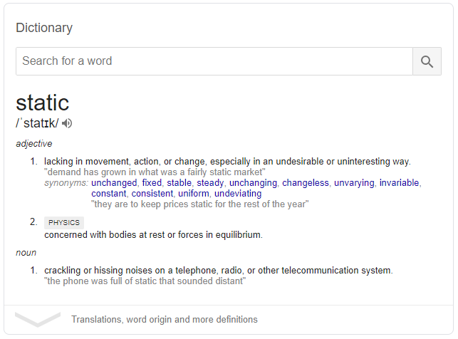 dictionary image of static definition